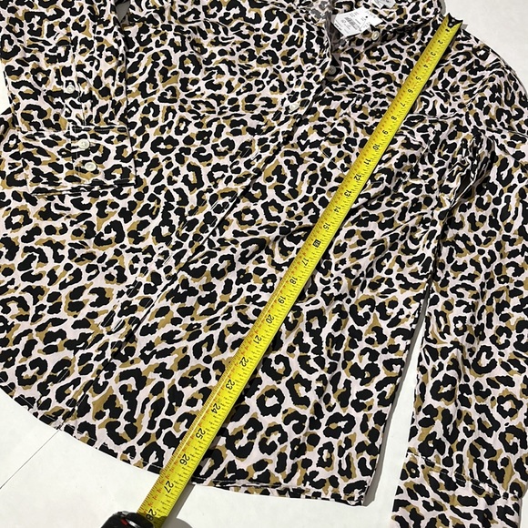 J. Crew leopard print button down polo collared shirt small NEW cotton - Picture 4 of 6
